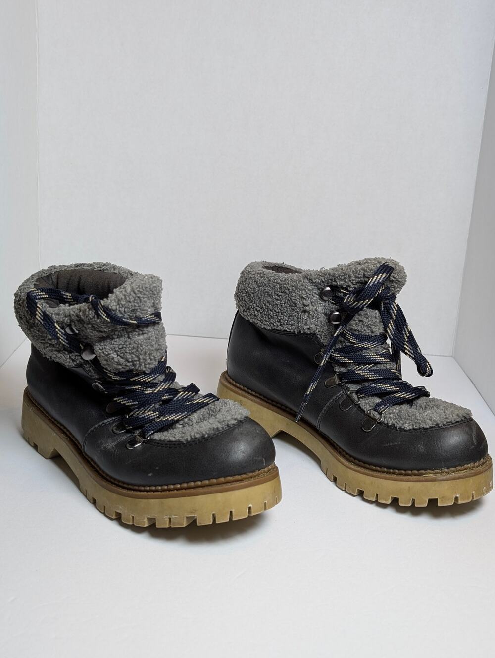 Circus by Sam Edelman Womens 6.5 Kilbourn Black Sherpa Faux Fur Hiker Boots